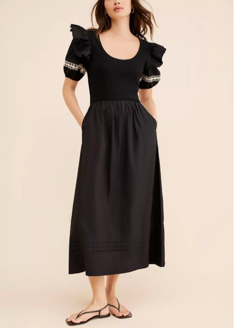 Cleobella Selma Midi Dress Black White Cotton Poplin Size Medium NWT Feminine